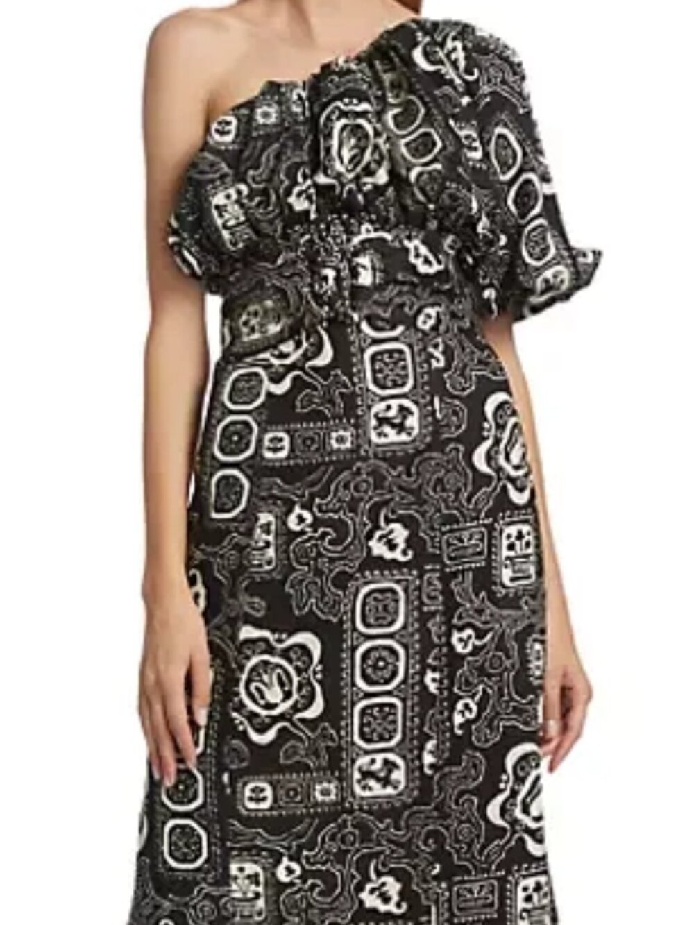 ✨ RHODE "Chantelle" One-Shoulder Linen Midi Dress in Bapu Bazaar Black Size 4✨